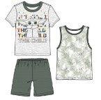 Baby Yoda 3Pc Shorts Set Boys 4-7 , Green