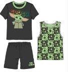 Baby Yoda 3Pc Shorts Set for Toddler Boys, Black