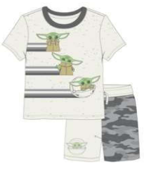 Toddlers Baby Yoda Off-White Shirt & Shorts Set