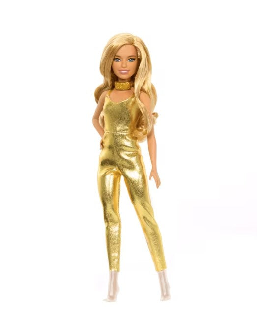 Barbie Fashionistas Doll #222, Petite with Blonde Wavy Hair, Golden Jumpsuit, 65th Anniversary Barbie Fashionistas Doll #222, Petite with Blonde Wavy Hair, Golden Jumpsuit, 65th Anniversary