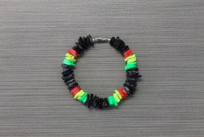 Black and Rasta Chip Shell Bracelet