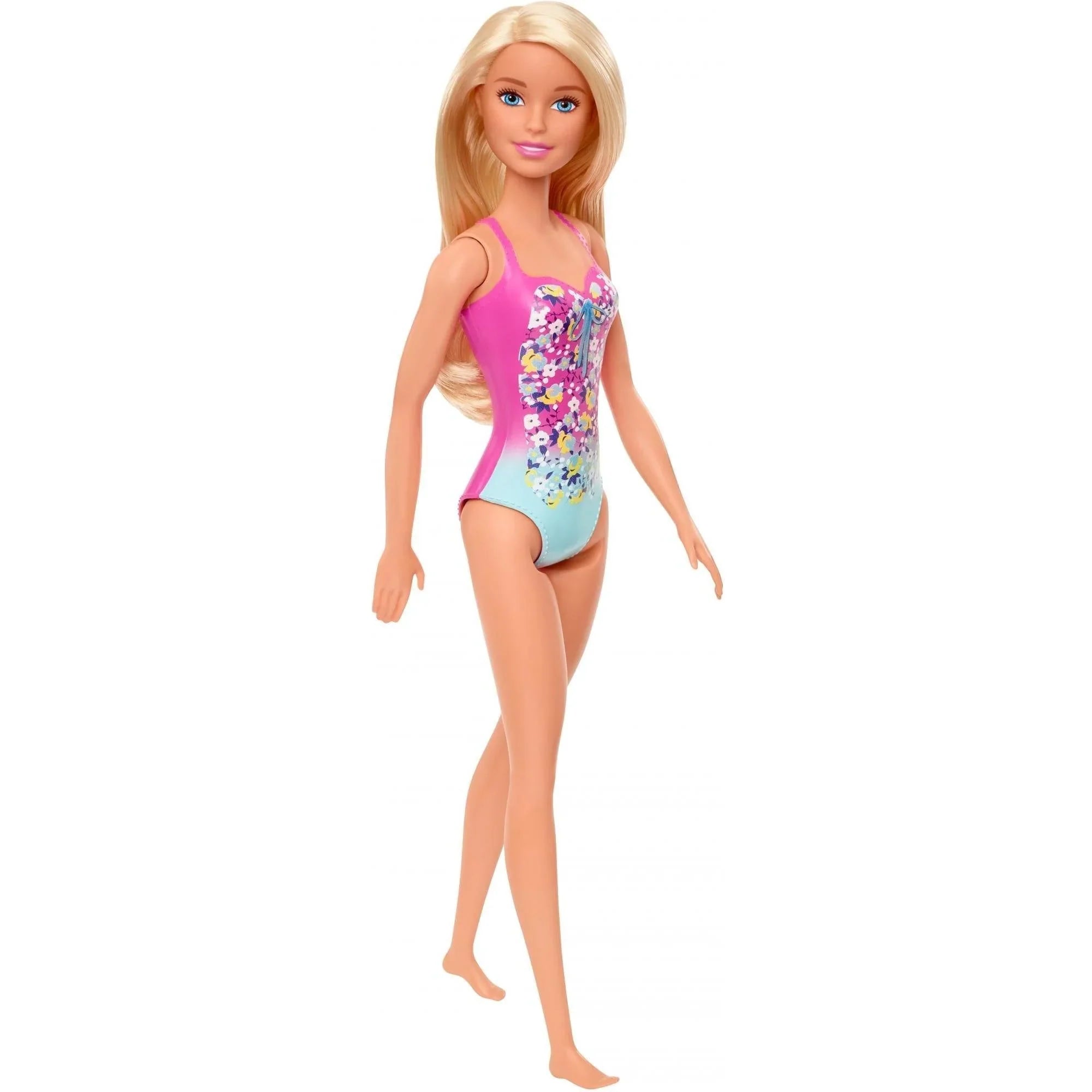 Blonde Barbie Doll Wearing Floral Swimsuit
