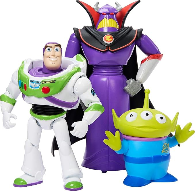 Pixar Storytellers Scale Buzz Lightyear, Zurg & Alien Posable Toys