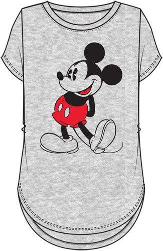 Classic Pose Mickey Mouse Grey Shirt Tail Tee for Women