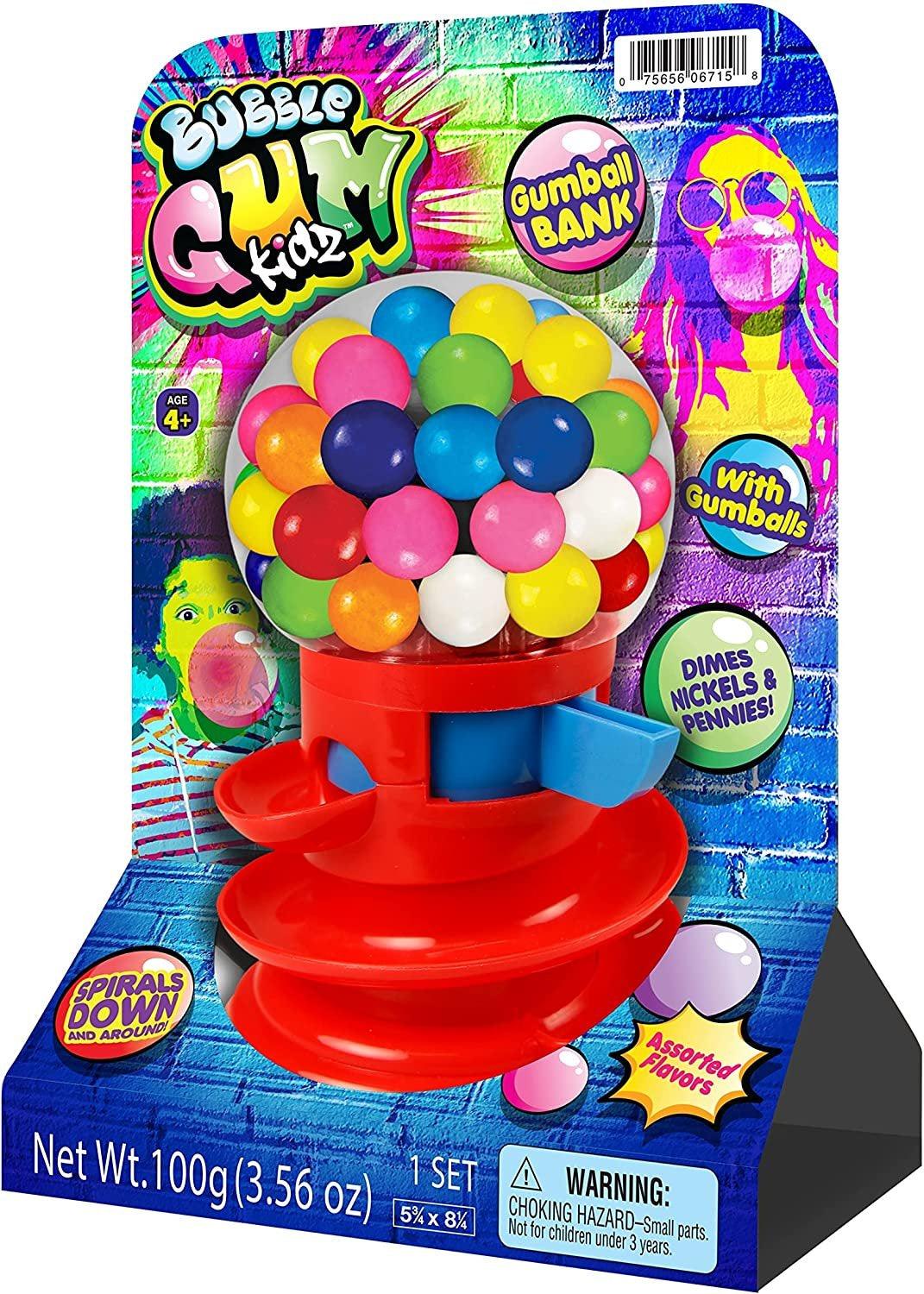 Classic Spiral Bubble Gumball Machine with Coin Bank Toy