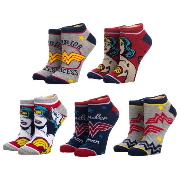 Dc Comics Wonder Woman Ladies 5 Pair Ankle Socks