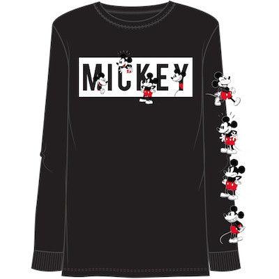 Disney Adult Many Mickey Long Sleeve Top Black