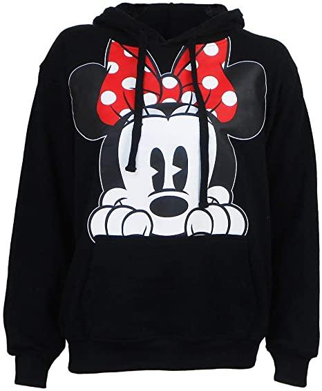 Disney Adults Minnie Peeking Fleece Hoodie Black