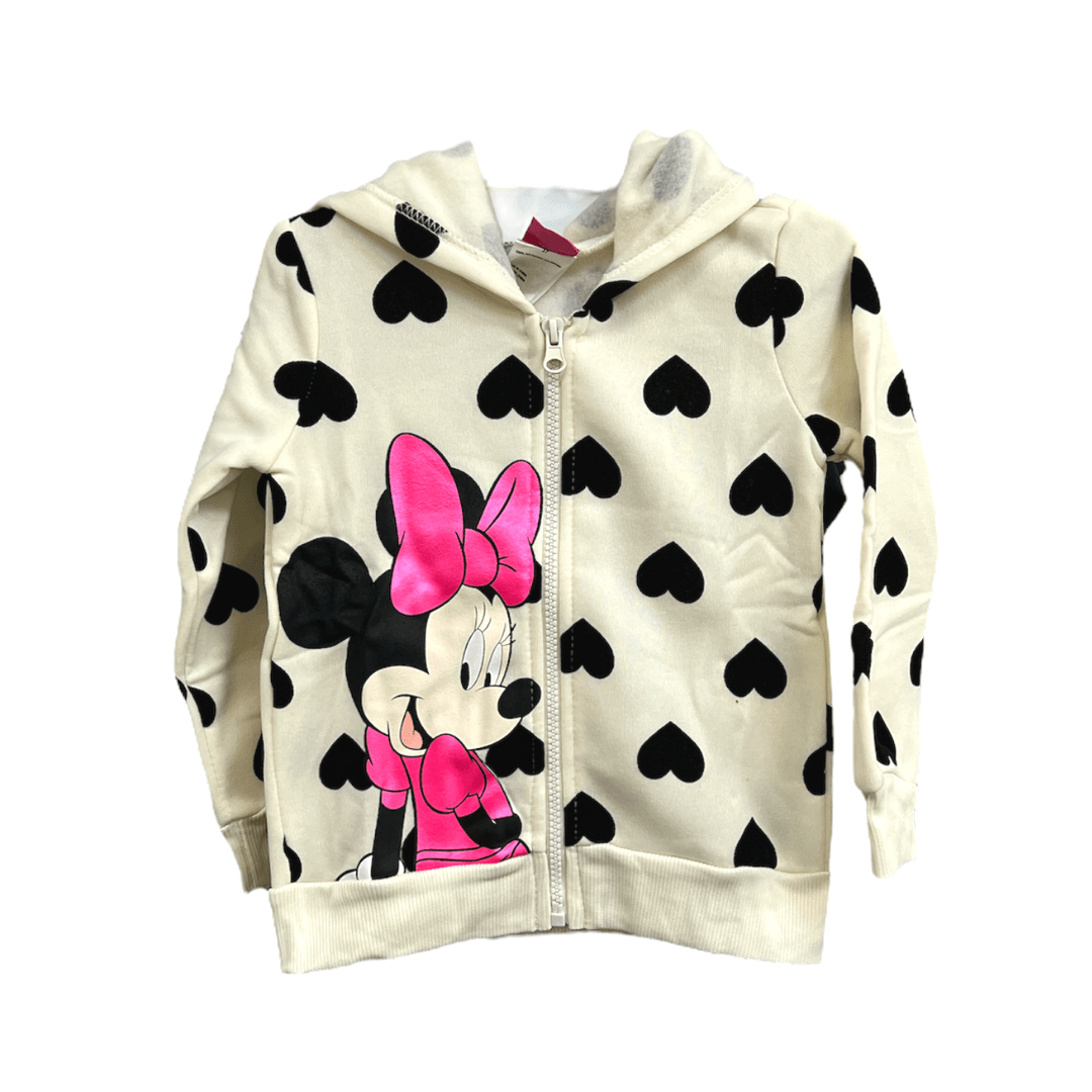 Disney Baby Minnie Mouse Black Hearts Hooded Jacket Ivory