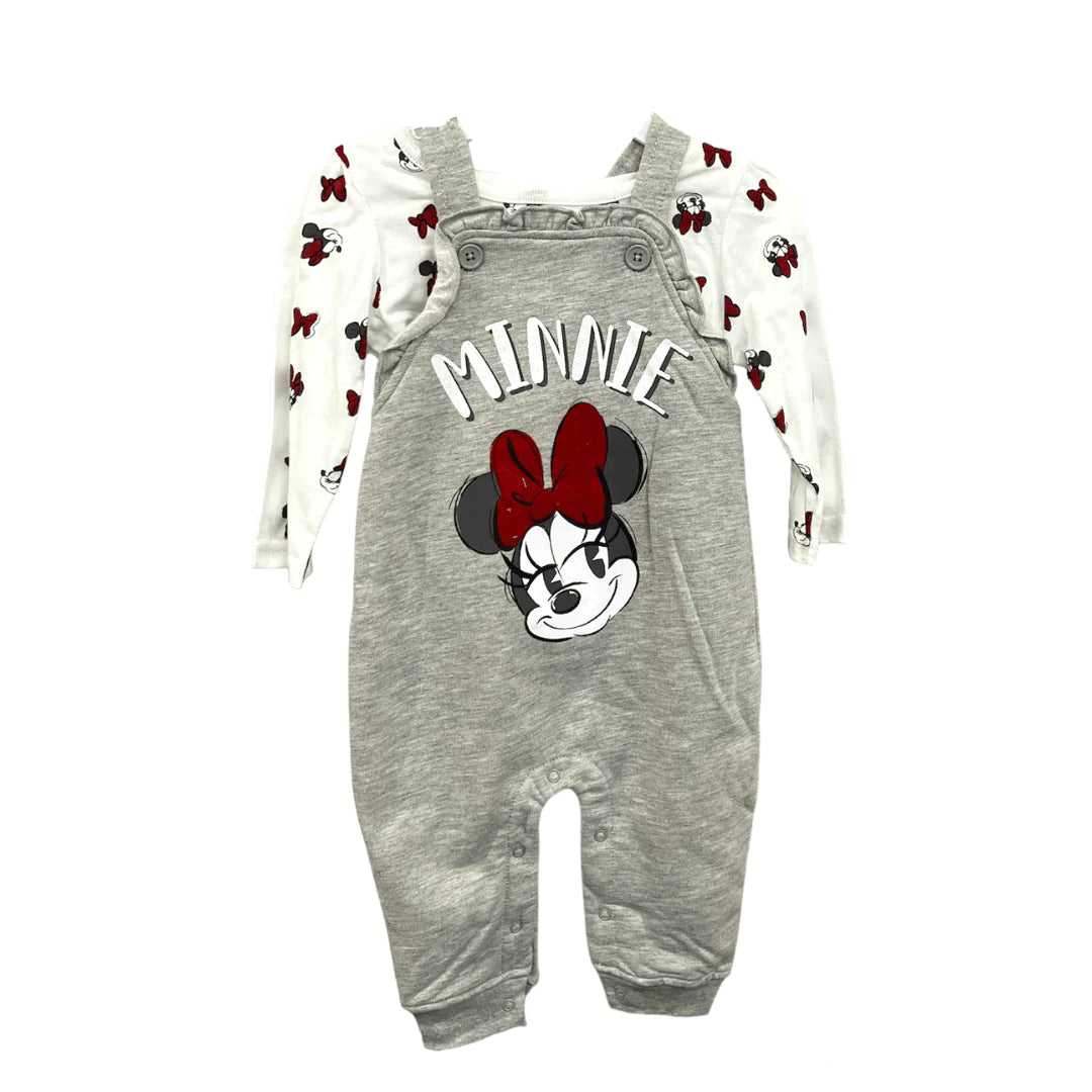 Disney Baby Overall Set Heather Grey Minnie