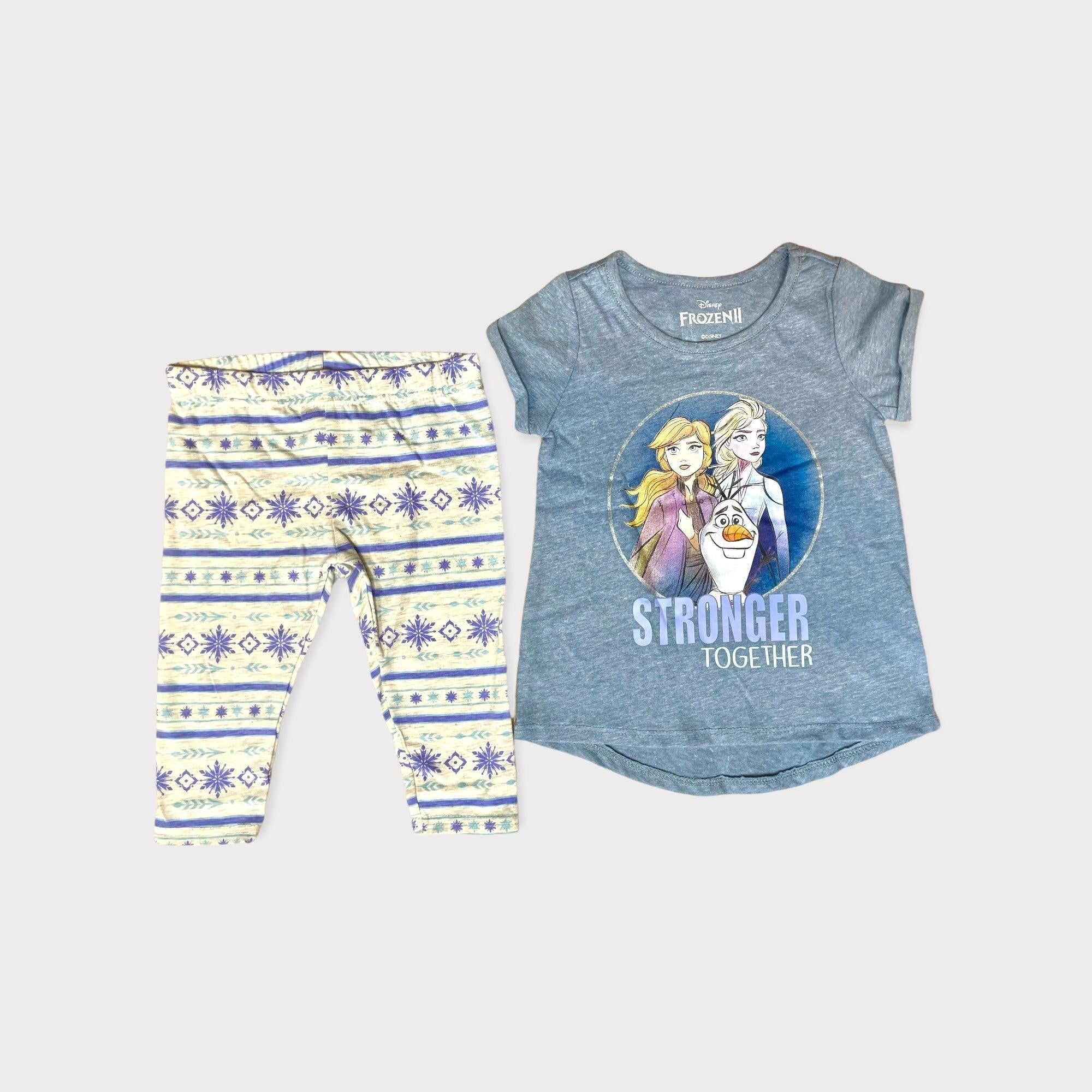 Disney Girl's 2-Pack Frozen Tee Shirt and Capri Leggings Set