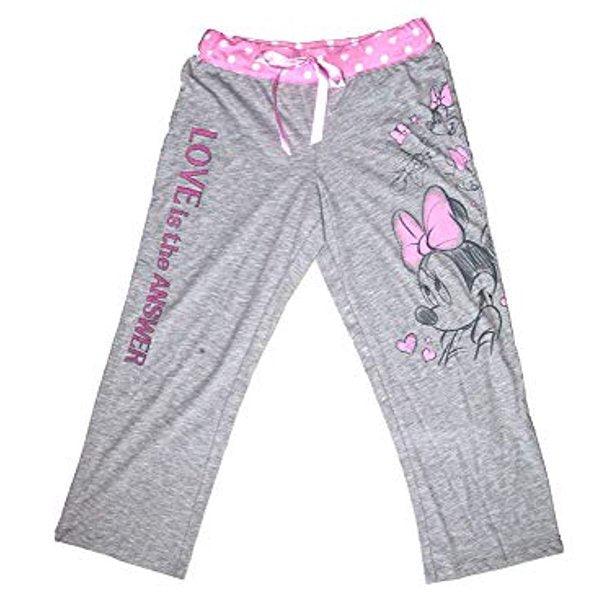 Disney Juniors' Minnie Mouse Love is The Answer Capri Pants - Gray & Pink
