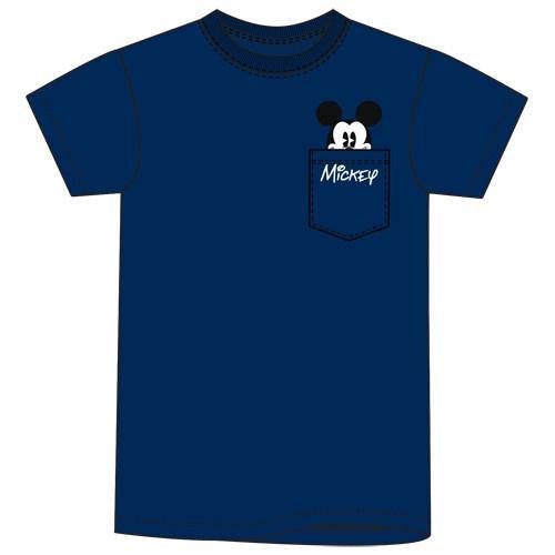 Disney Mens Pocket Curious Mickey Tee, Navy