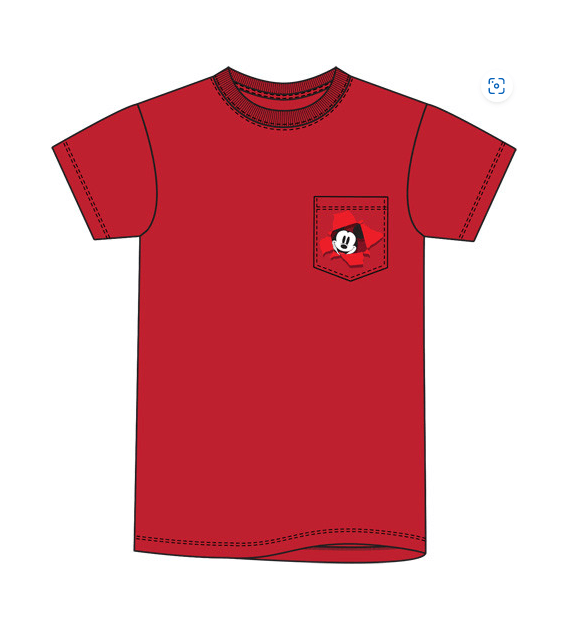 Disney Mens Pocket Peeking Mickey Red