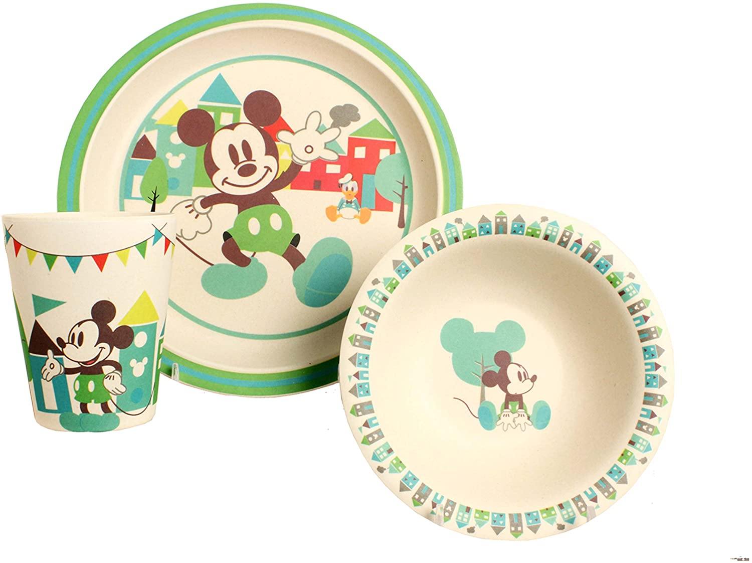 Disney Mickey Celebration 3pc Bamboo Dinnerware Set