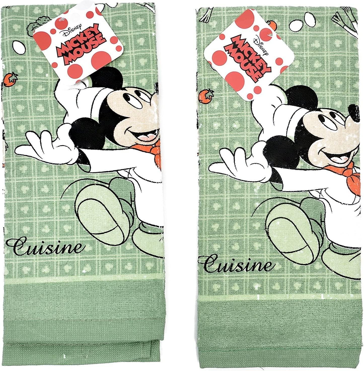 Disney Mickey Chef de Cuisine Kitchen Dish Towel 2 Pack Green