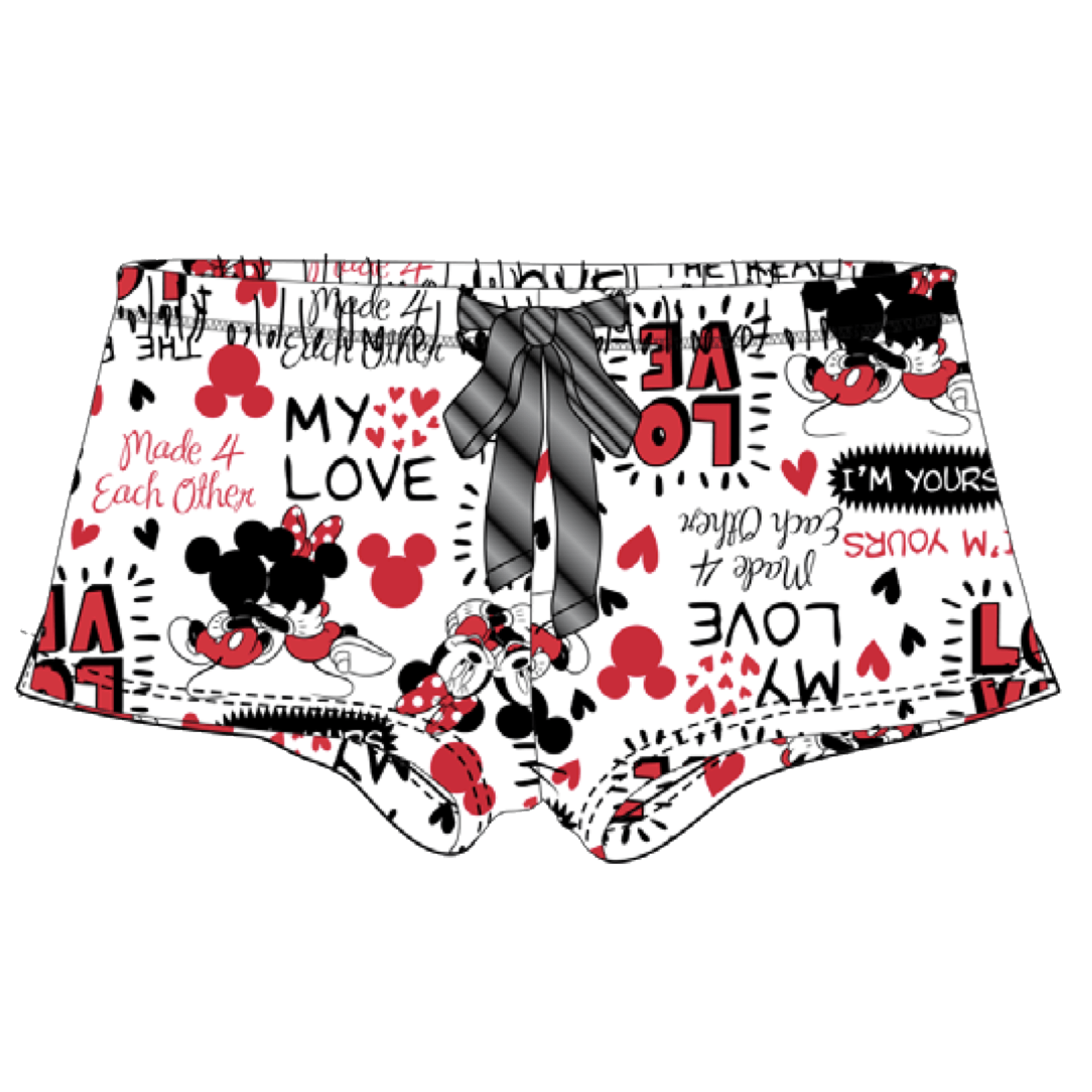 Disney Mickey Minnie Love Pajama Shorts