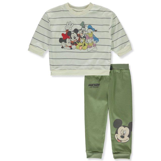Disney Mickey Mouse Baby Boys' 2-Piece Joggers Set Outfit - cream/green (Infant)