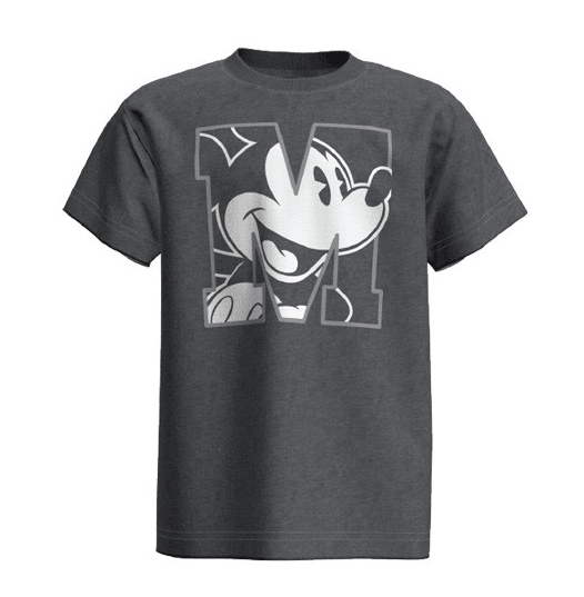 Disney Mickey Mouse "M" Black Heather Youth Tee