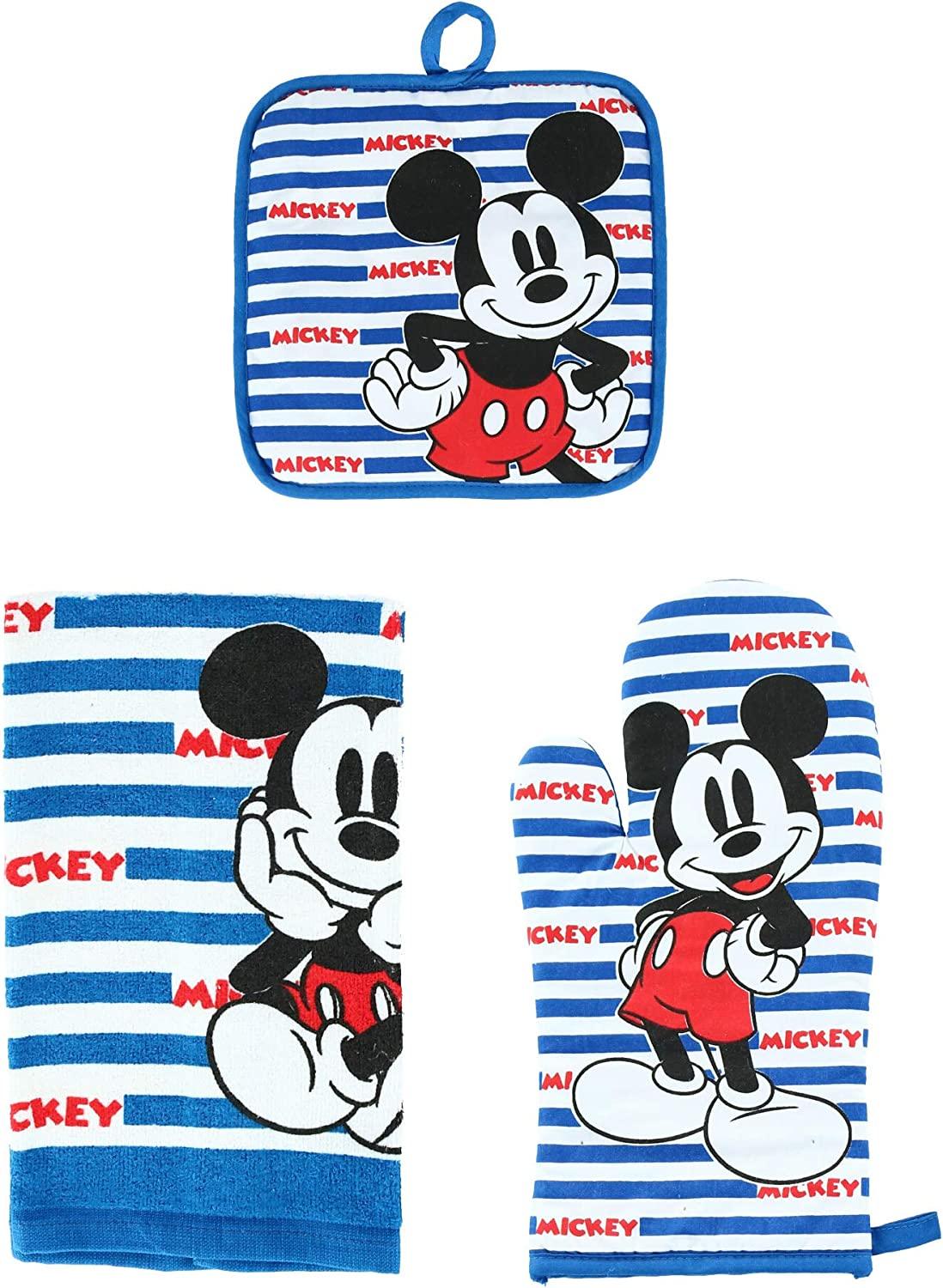  Disney Oven Mitt Pot Holder & Dish Towel 3 pc Kitchen Set (Mickey  Minnie Red) : Home & Kitchen