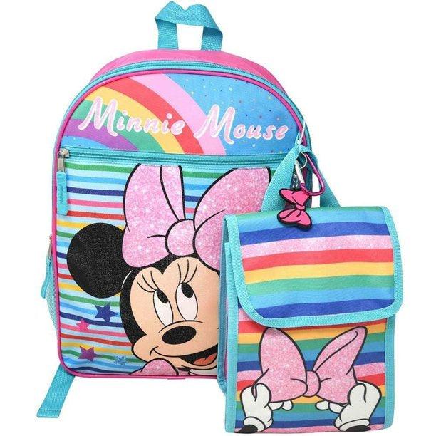 Disney Minnie Mouse 16" Backpack 4pc Set with Lunch Kit, Key Chain & Carabiner.