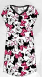 Disney Minnie Mouse V-Neck All Over Print Red Dorm Shirt