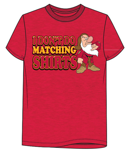 Disney Adult Grumpy "I Don't Do Matching Shirts" Red Tee