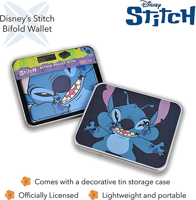 Disney's Stitch Bifold Wallet in a Decorative Tin Case