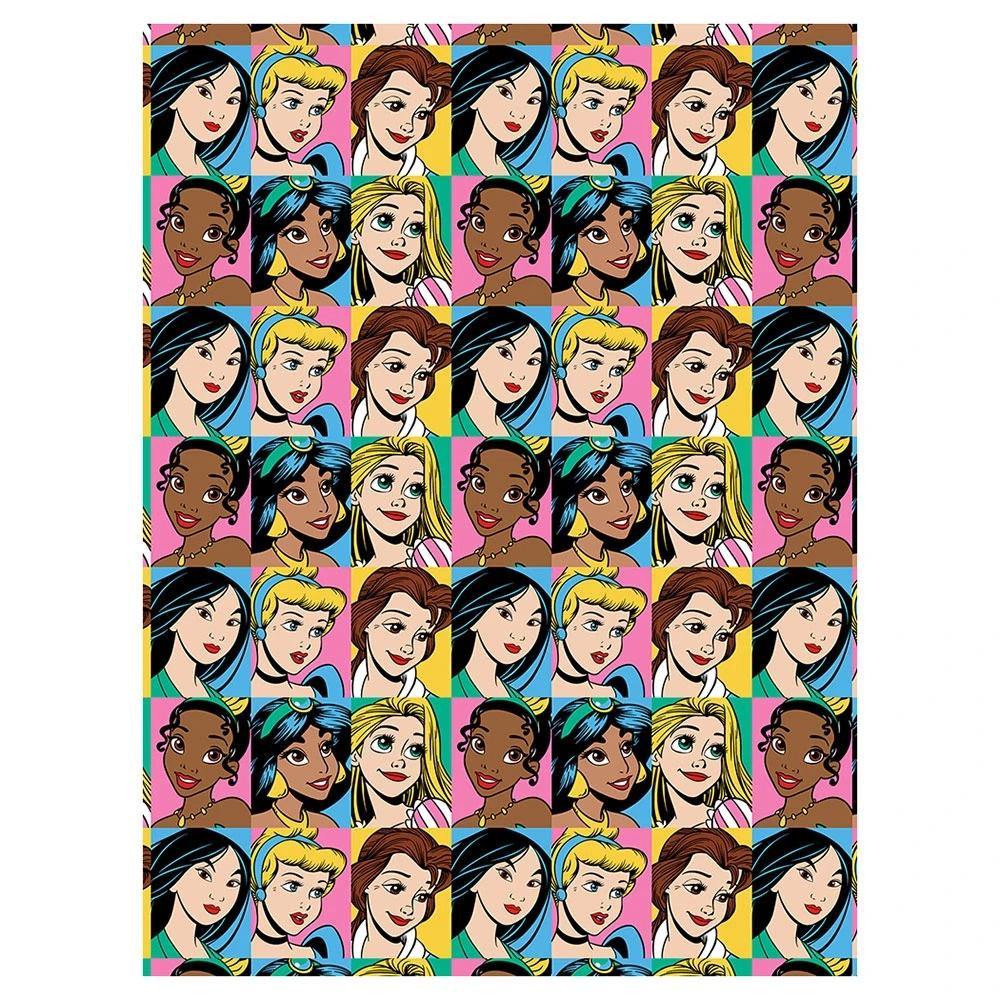 Disney Silk Touch Rotary Throw - Disney Princess Faces Blanket