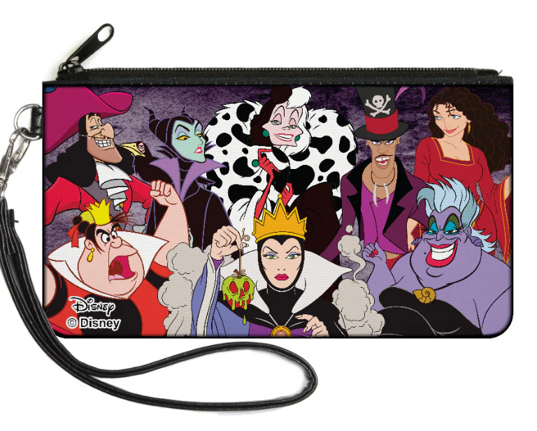 Disney Villains Group Pose Canvas Large Zipper Wallet