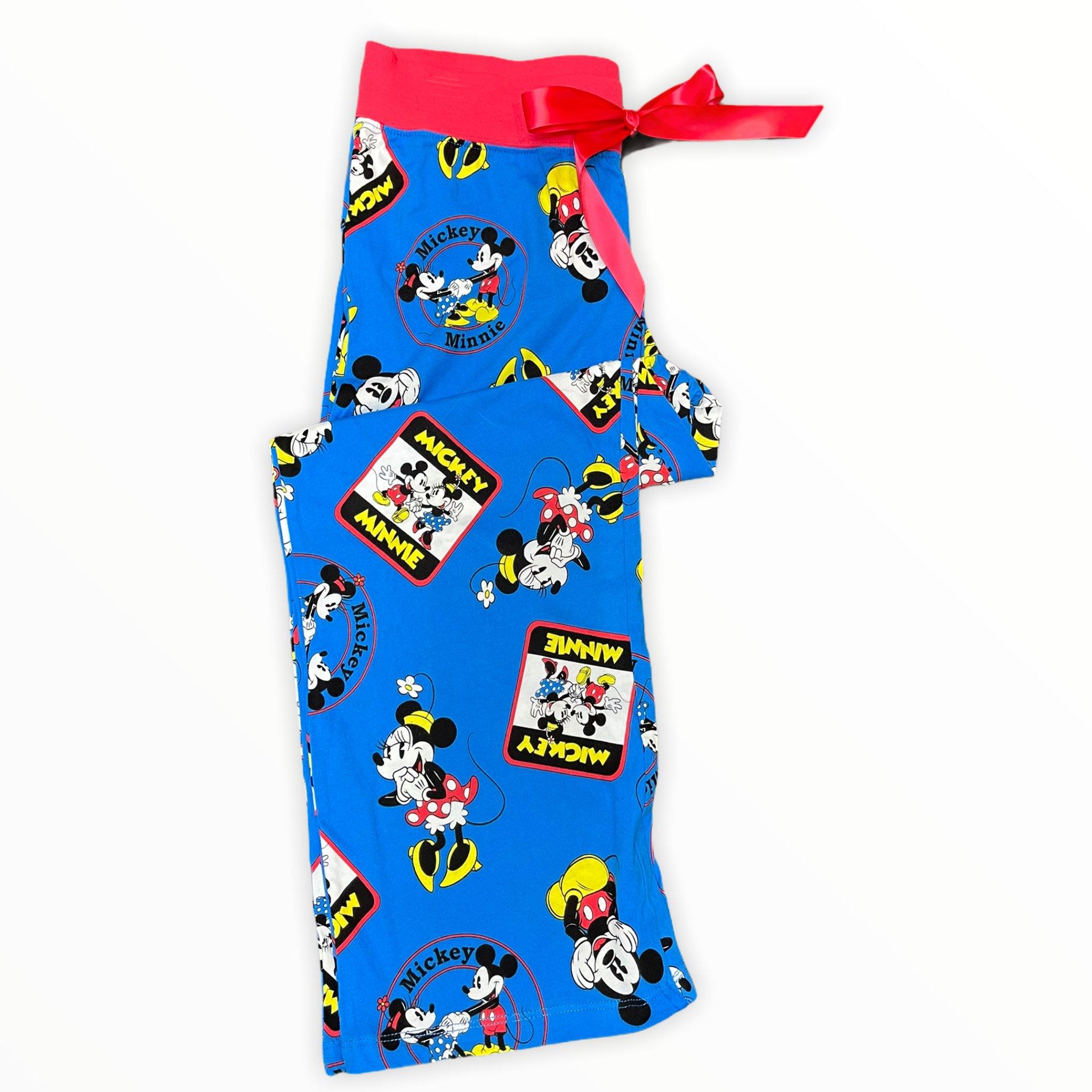 Disney Womens' Mickey and Minnie Pajama Pants - Blue