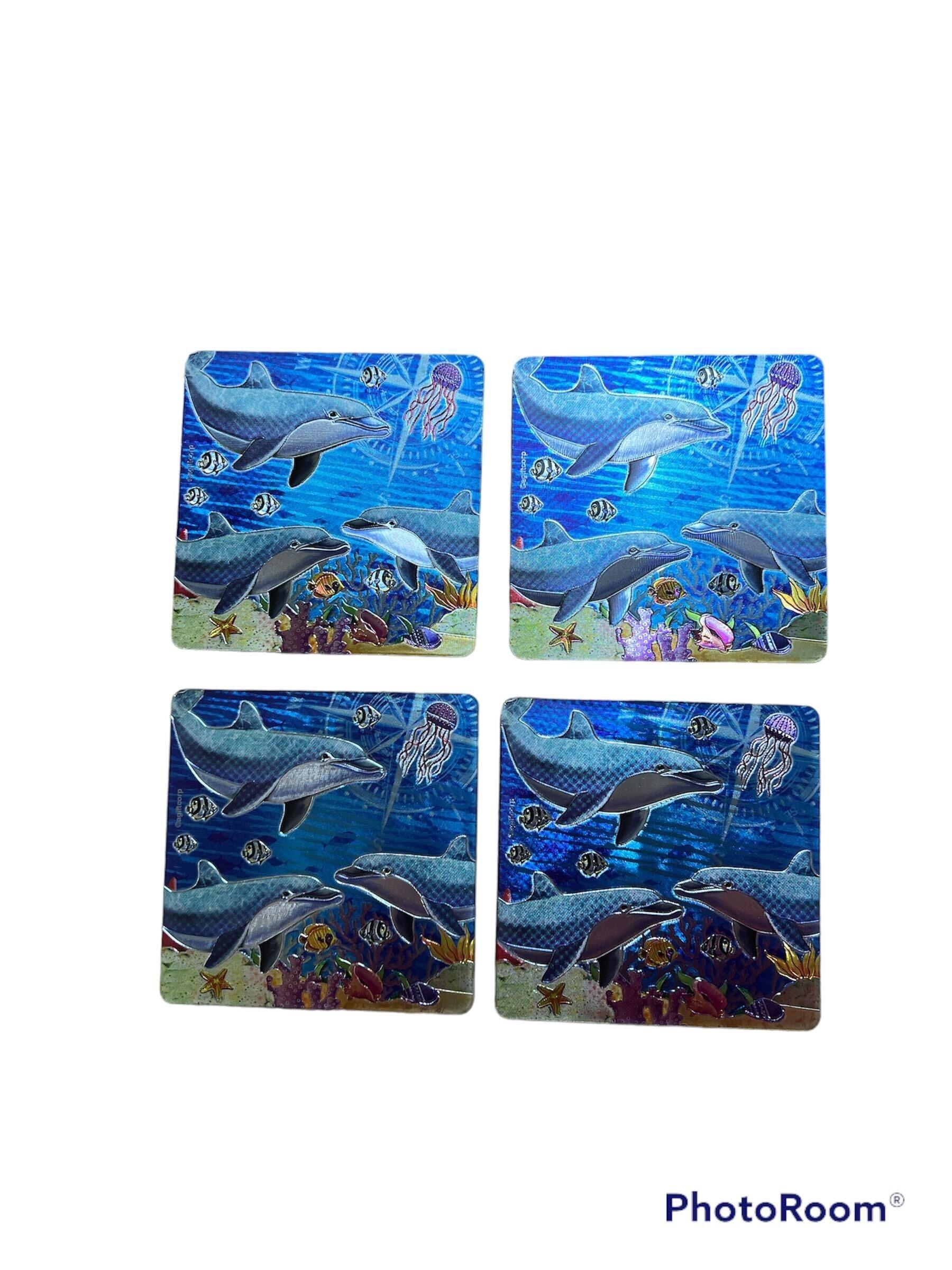 Dolphin Foil MDF 4" Coaster Set/4
