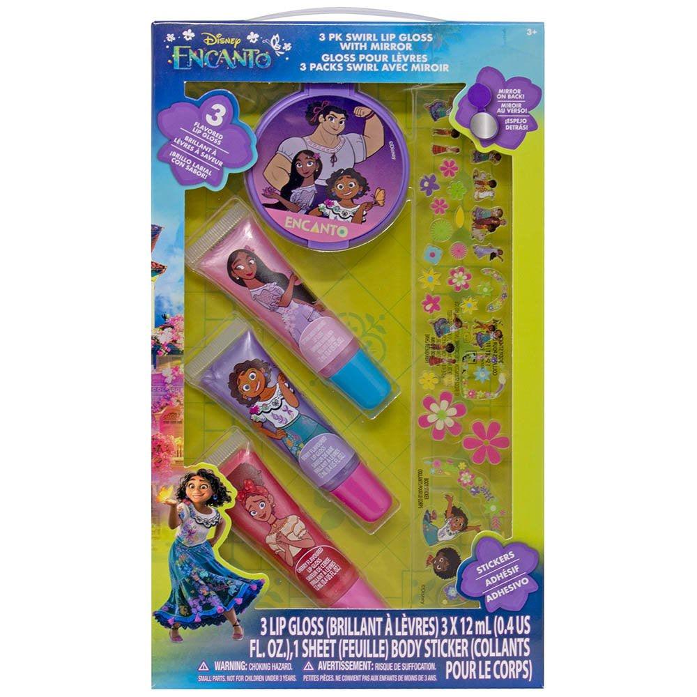 Encanto 3pk Lip Gloss with Mirror & Stickers in Box