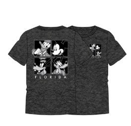 Florida Disney Character Blocks Black Heather Tee