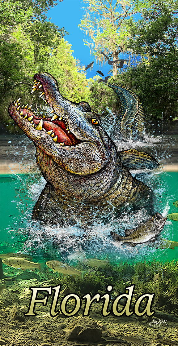 Florida Alligator Beach Towel 100% Cotton