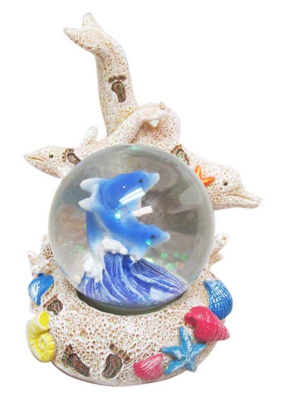 Florida Beach with Dolphins Snow Globe 45mm