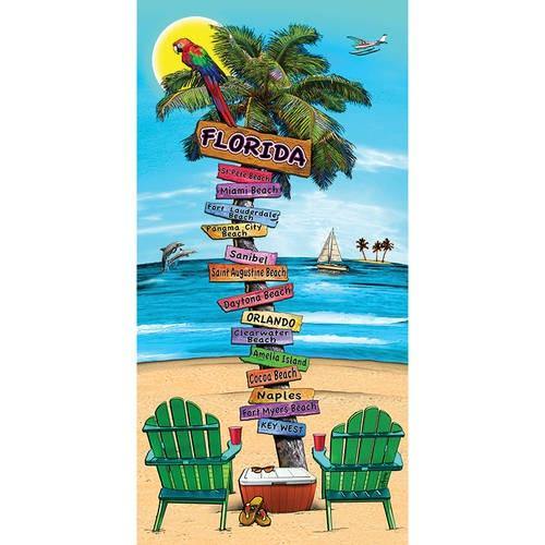 Florida Cities Sign Post 100% Cotton Beach Towel 30" x 60"
