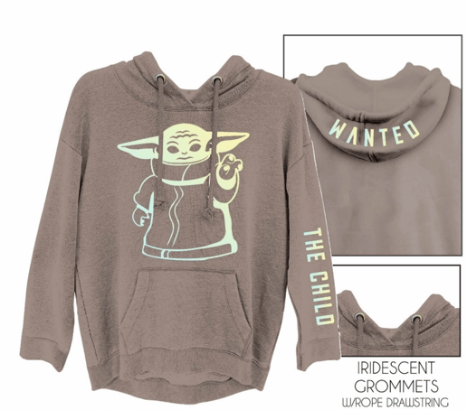Foil Baby Yoda Junior's Pullover Hoodie with Pocket