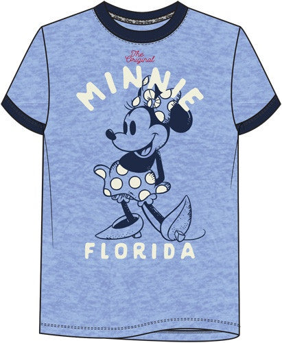 Disney Adult FL Simple Minnie Ringer Tee Heather Blue