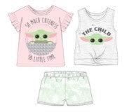 Girls' 7-16 Star Wars Baby Yoda 3pc Short Set - Light Pink
