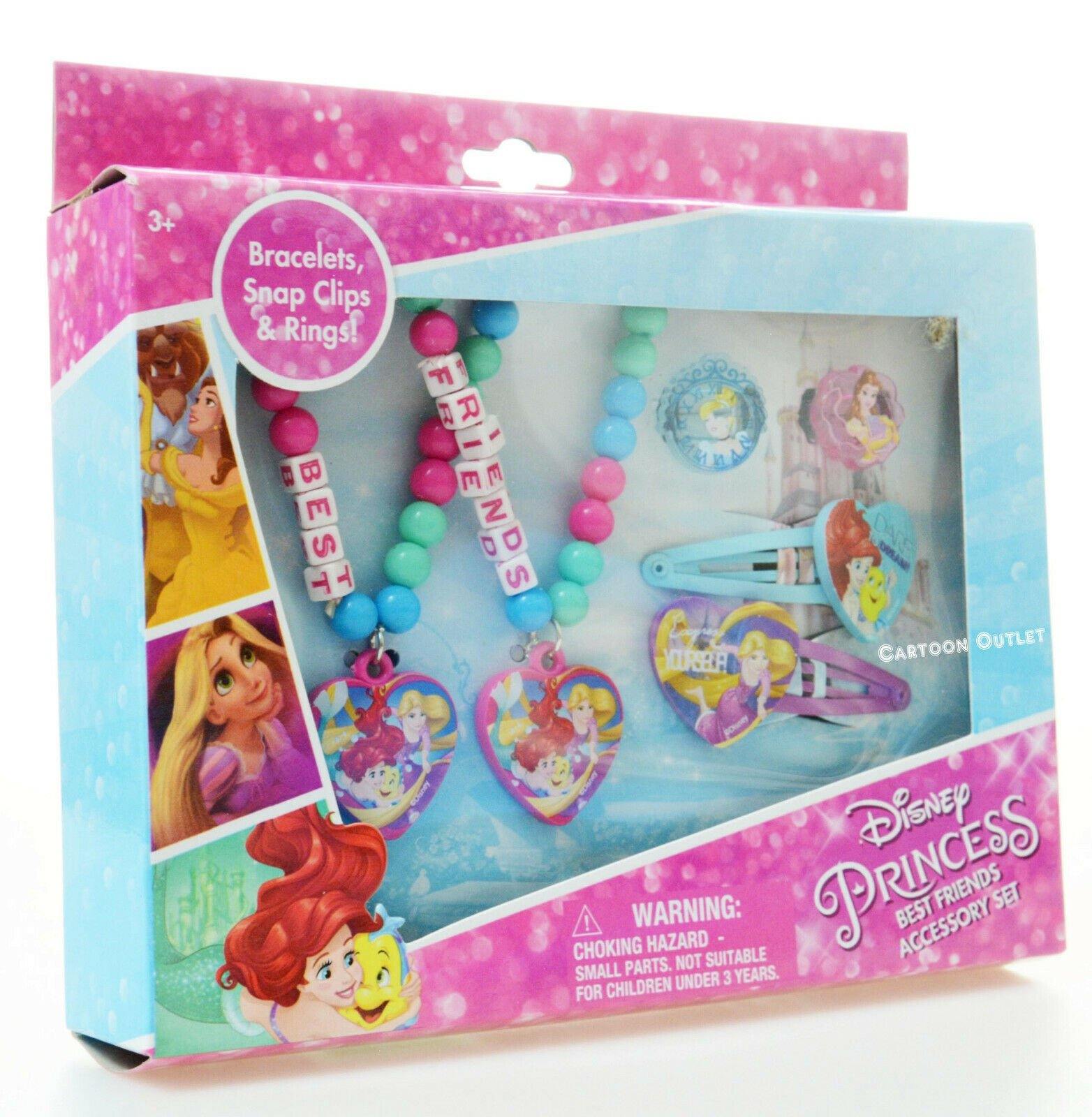 Girls Disney Princess Best Friends Accessory Set- Includes Bracelets, Rings, and Clips