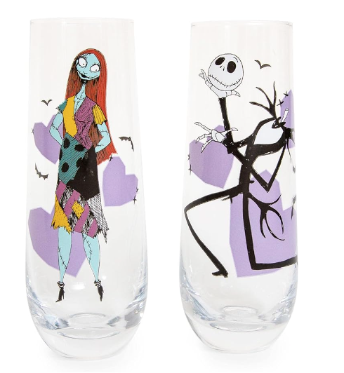 The Nightmare Before Christmas Jack & Sally 9oz Fluted Glassware