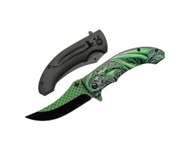 FK-4.5" Green Dragonscale Clip Knife