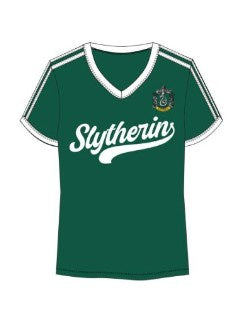 Junior Harry Potter Slytherins Varsity Vneck Baby Tee Green