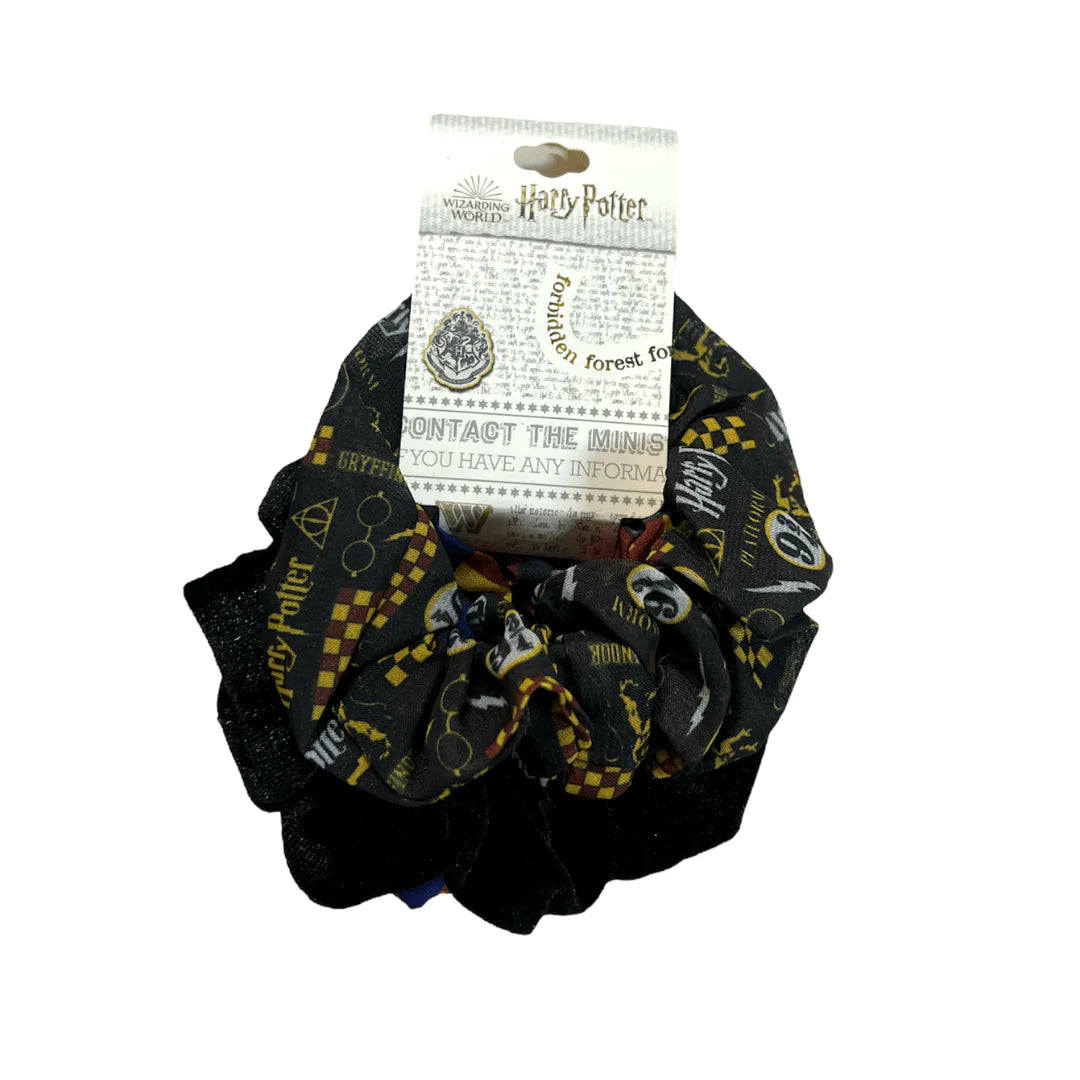 Harry Potter 3pk Scrunchy Fabric Hair Elastic Black