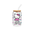 Hello Kitty Strawberry Toss 16oz Glass Tumbler w Bamboo Lid and Glass Straw
