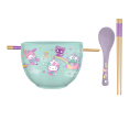 Hello Kitty & Friends Dreamland Space Quad 20oz Ceramic Ramen Bowl w/ Chopsticks and Spoon