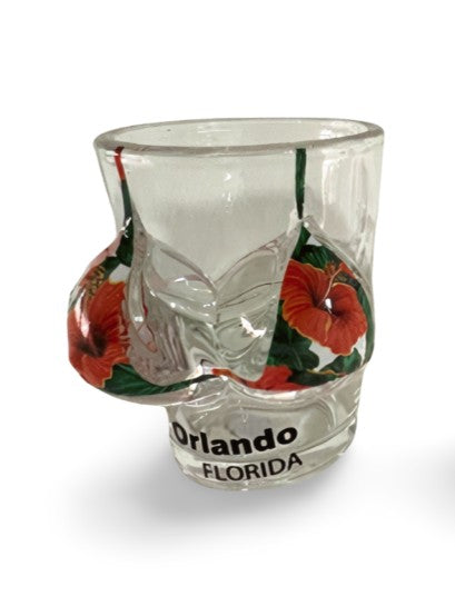 Hibiscus Bikini Bust 3D Shot Glass