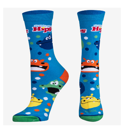 Hungry Hungry Hippos- Womens Crew Folded Socks