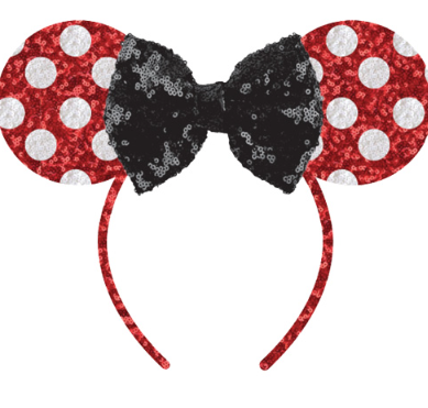 Its Minnie Ears Headband Red w/white Dots and Black Bow